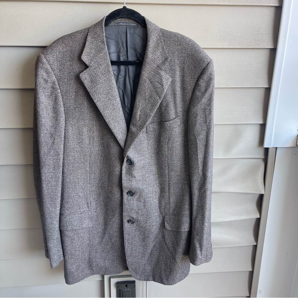 Vintage Dunhill Blazer Jacket Mens 54L Herringbone Wool Cashmere Sport‎ Coat
